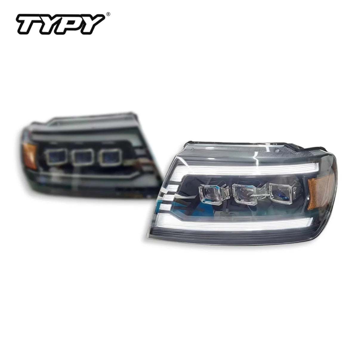 For 99-04 Jeep Grand Cherokee Headlight Assembly Retrofit with LED Projector, Daytime Running Lights, and Dynamic Turn Signals