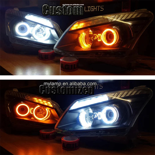 Projector LED Headlights for Isuzu D-Max (2012–2015) – RGB Halo & Sequential DRL Upgrade