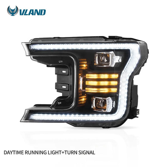 VLAND Full LED Headlights for Ford F-150 2018-2020 – Sequential Turn Signals & LED DRL