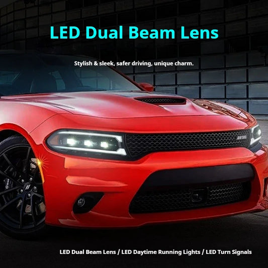 LED Projector Headlights for Dodge Charger 2015-2020 with Daytime Running Lights