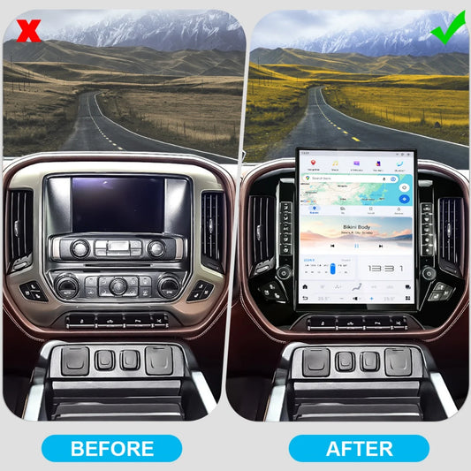 Tesla-Style Android Car Radio with Wireless CarPlay for GMC Sierra & Chevrolet Silverado (2014-2019)