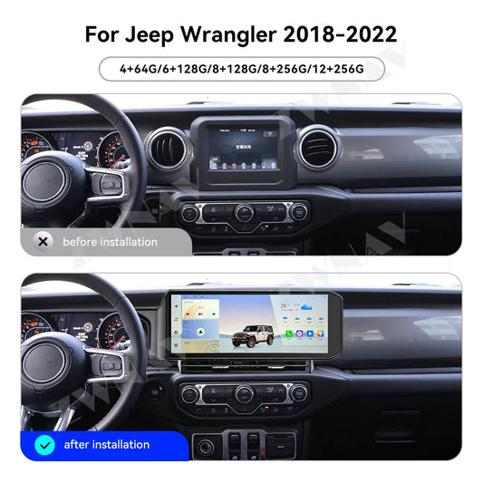 ZWNAV 15.0 Screen Stereo for Jeep Wrangler 2018-2022 Android Car Radio Head Unit Auto Digital Meter Cluster Dashboard Carplay