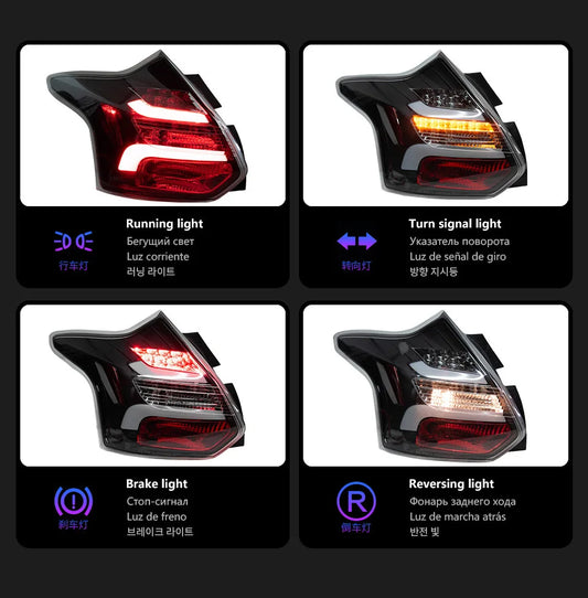 LED Tail Lights for Ford Focus Hatchback 2012-2014 – Rear Lamp Upgrade with Dynamic Turn Signals
