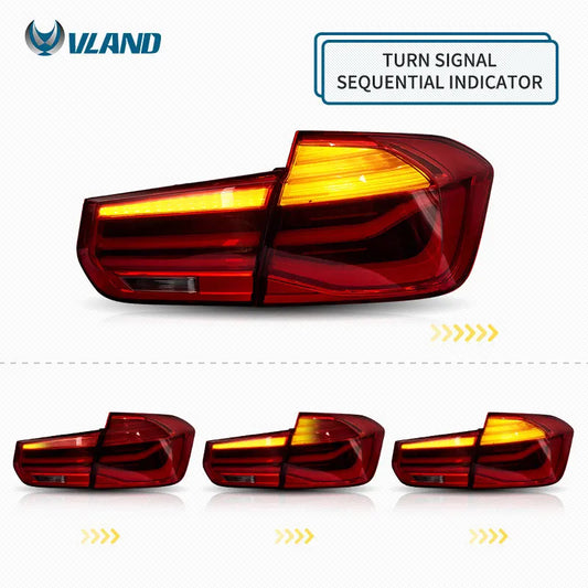 VLAND Full LED Tail Lights for BMW F30 & F35 (2013–2015) | Sequential Turn Signals