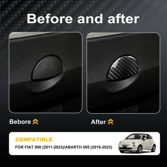 Real Carbon Fiber Glovebox Button Cover for Fiat 500 & Abarth 595 (2011–2023)