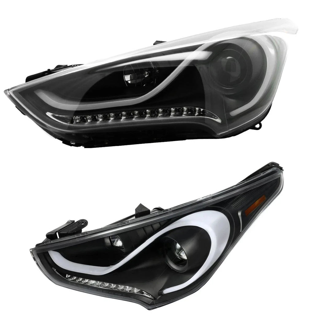 Black Projector Headlights for 2012-2017 Hyundai Veloster W/ LED Sequential