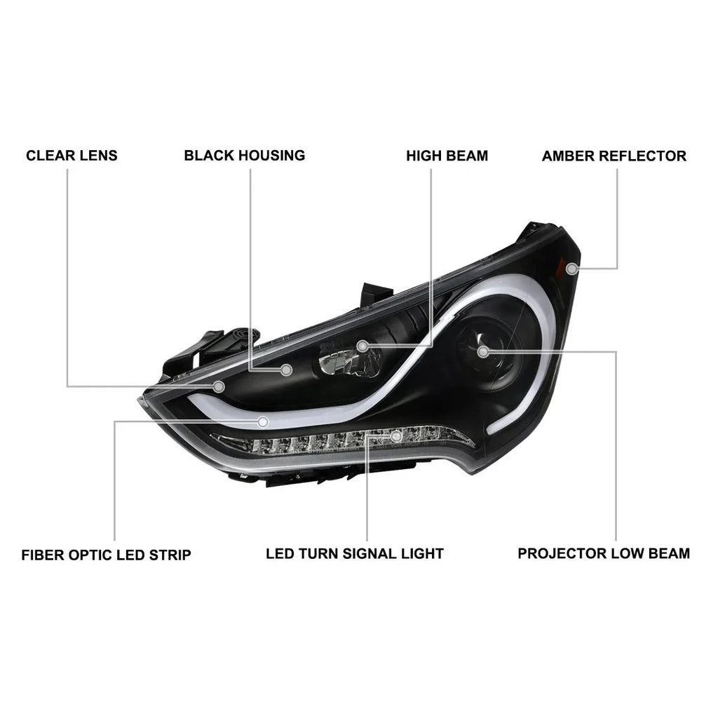 Black Projector Headlights for 2012-2017 Hyundai Veloster W/ LED Sequential