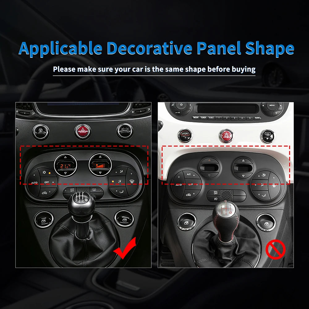 Real Carbon Fiber Center Console AC Control Frame for Fiat 500 &amp; Abarth 595