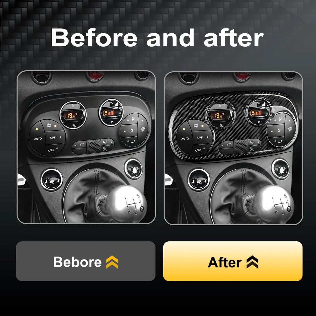 Real Carbon Fiber Center Console AC Control Frame for Fiat 500 &amp; Abarth 595