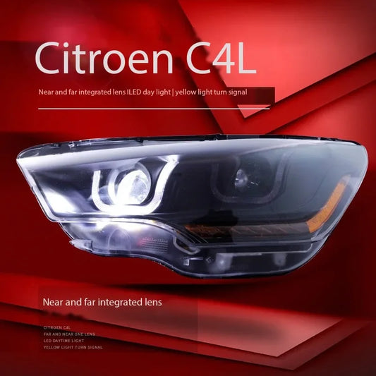 LED Headlight Assembly with Daytime Running Lights for Citroën C4L (2013–2016)