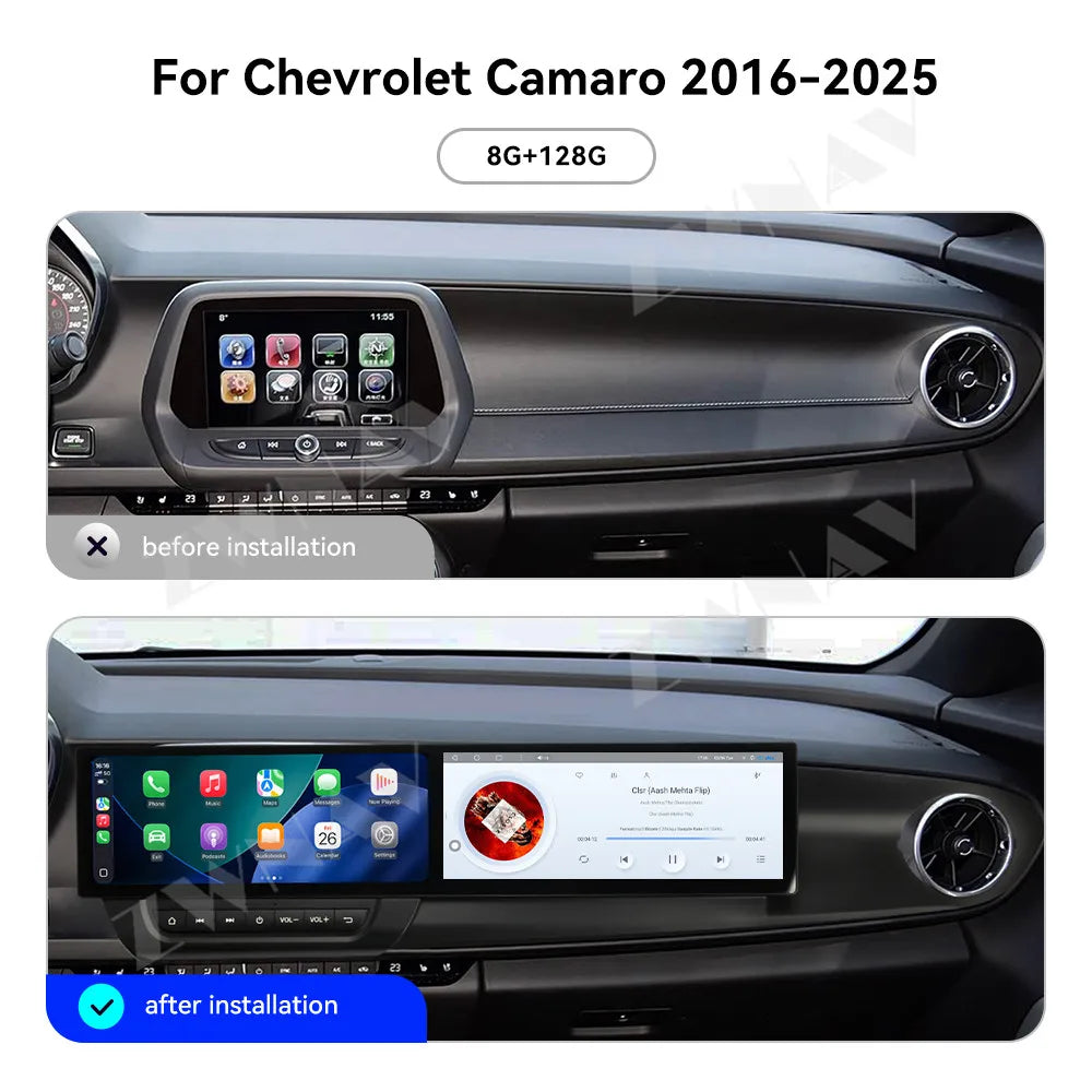 ZWNAV 12.3" Android 15 Dual Screen Car Stereo for Chevrolet Camaro (2016-2025) – Wireless CarPlay & GPS Navigation