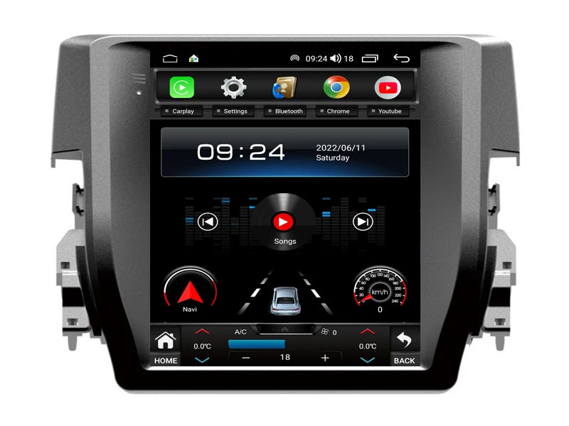WITSON 9.7" Tesla Style Android 14 Car Stereo for Honda Civic 2016-2018 – Wireless CarPlay & Android Auto