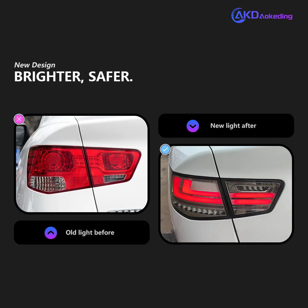 For 09-13 Forte Tail Light Assembly Modified LED Running Lights Brake Lights Flowing Turn Signals 30W
