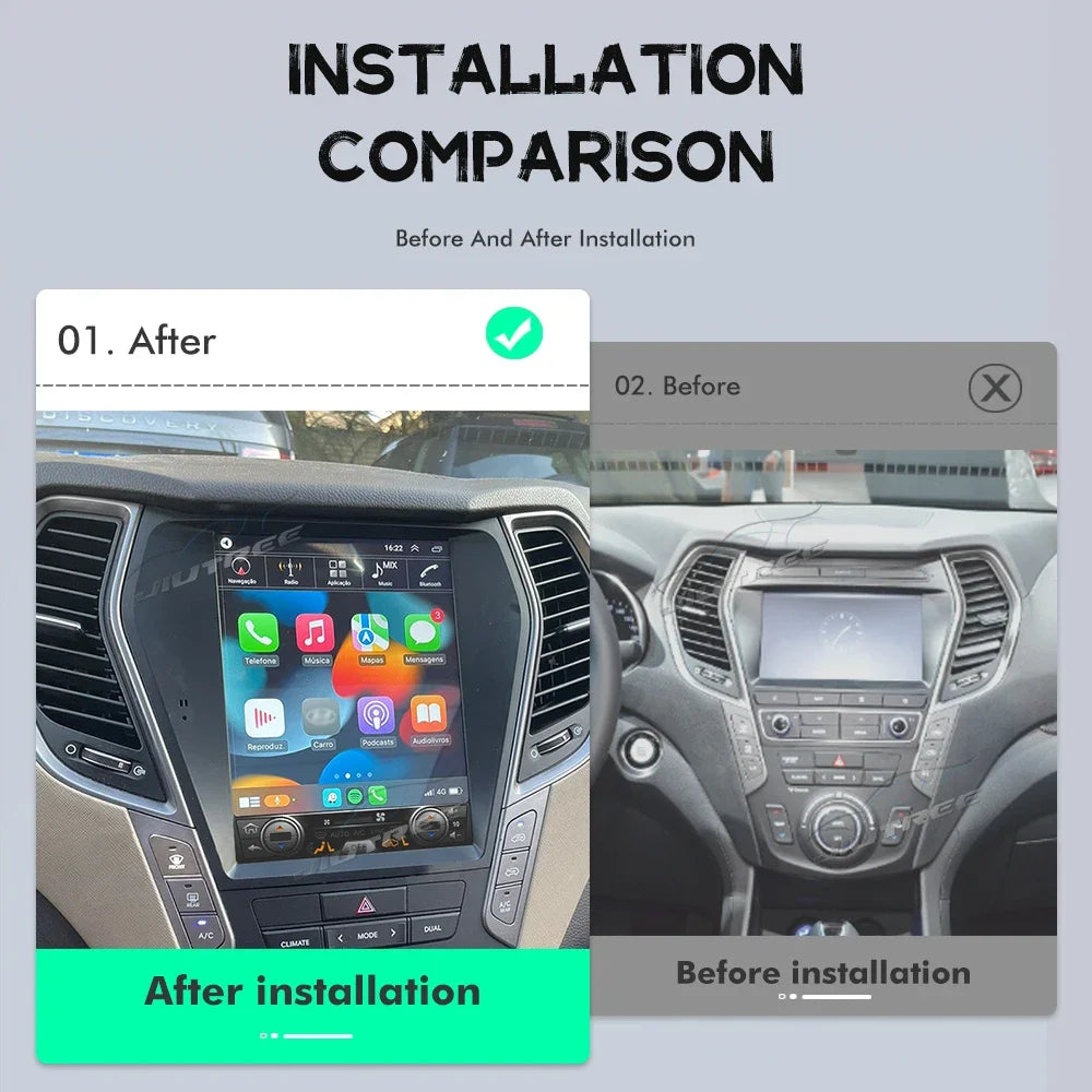 Android 13 Tesla Style Car Stereo for Hyundai Santa Fe IX45 2013-2017 – GPS Navigation, Wireless CarPlay & Multimedia System