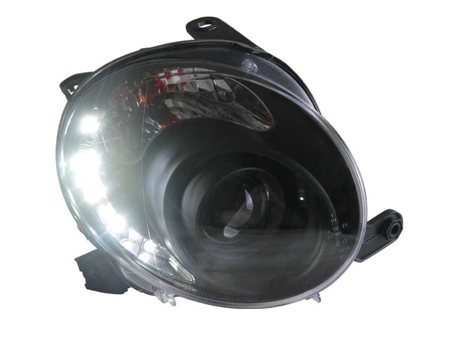 LED Angel Eyes Headlights for Fiat 500 2007-2014 – DRL Projector Headlamp Upgrade