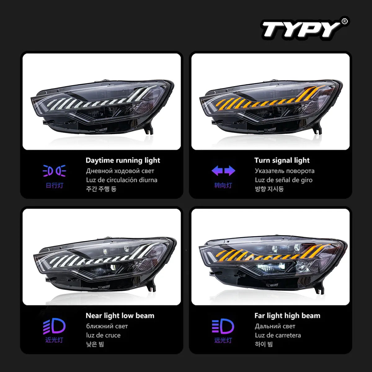 LED Headlight Assembly for Audi A6 (2012–2015) – Premium Upgrade Replacement Headlamp