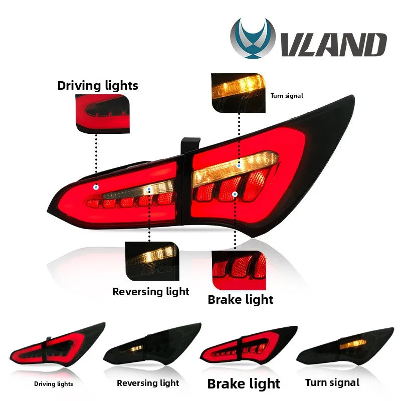 VLAND LED Tail Lights for Hyundai IX45 Santa Fe 2013-2019 – Plug & Play Full LED Rear Lamp Assembly