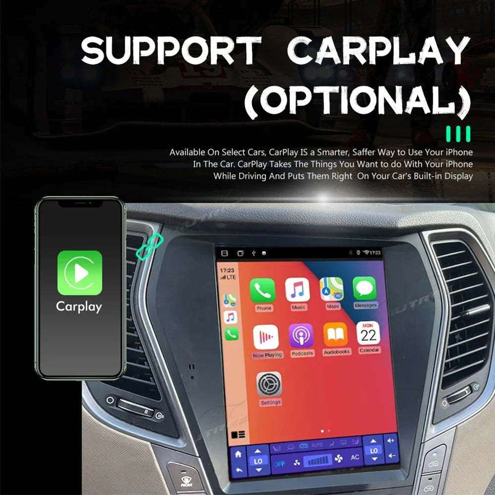 Android 13 Tesla Style Car Stereo for Hyundai Santa Fe IX45 2013-2017 – GPS Navigation, Wireless CarPlay & Multimedia System