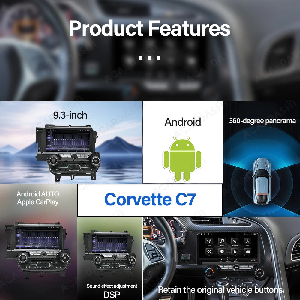 Android 13 Car Stereo for Chevrolet Corvette C7 (2013–2019) | Wireless CarPlay, Android Auto &amp; 4G Multimedia System