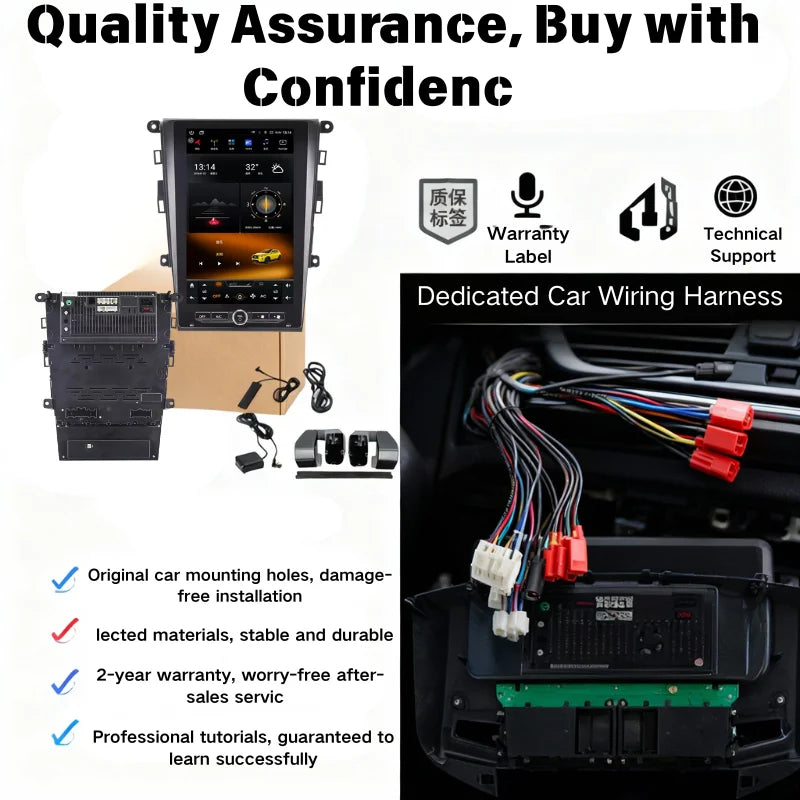 13.8" Android Car Stereo for Ford Mondeo &amp; Fusion MK5/MK6 2013-2019 – Wireless CarPlay &amp; GPS Navigation