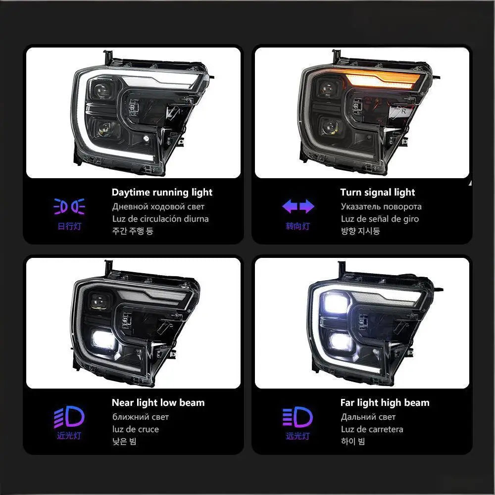 LED Headlight Assembly Upgrade with DRL &amp; Sequential Turn Signal for Ford Ranger Raptor 2022-2024