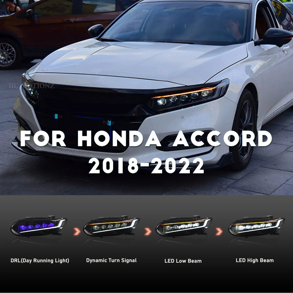 HCMOTIONZ Full LED Headlights for Honda Accord 10th Gen 2018-2022 – Sequential Turn Signals & Dynamic DRL
