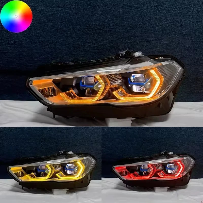 PLD Drl Rgb Colour Control by Phone Headlight for BMW X5 X6 X5M X6M G05 G06 F95 F96 2019-2022 Car LED Headlights