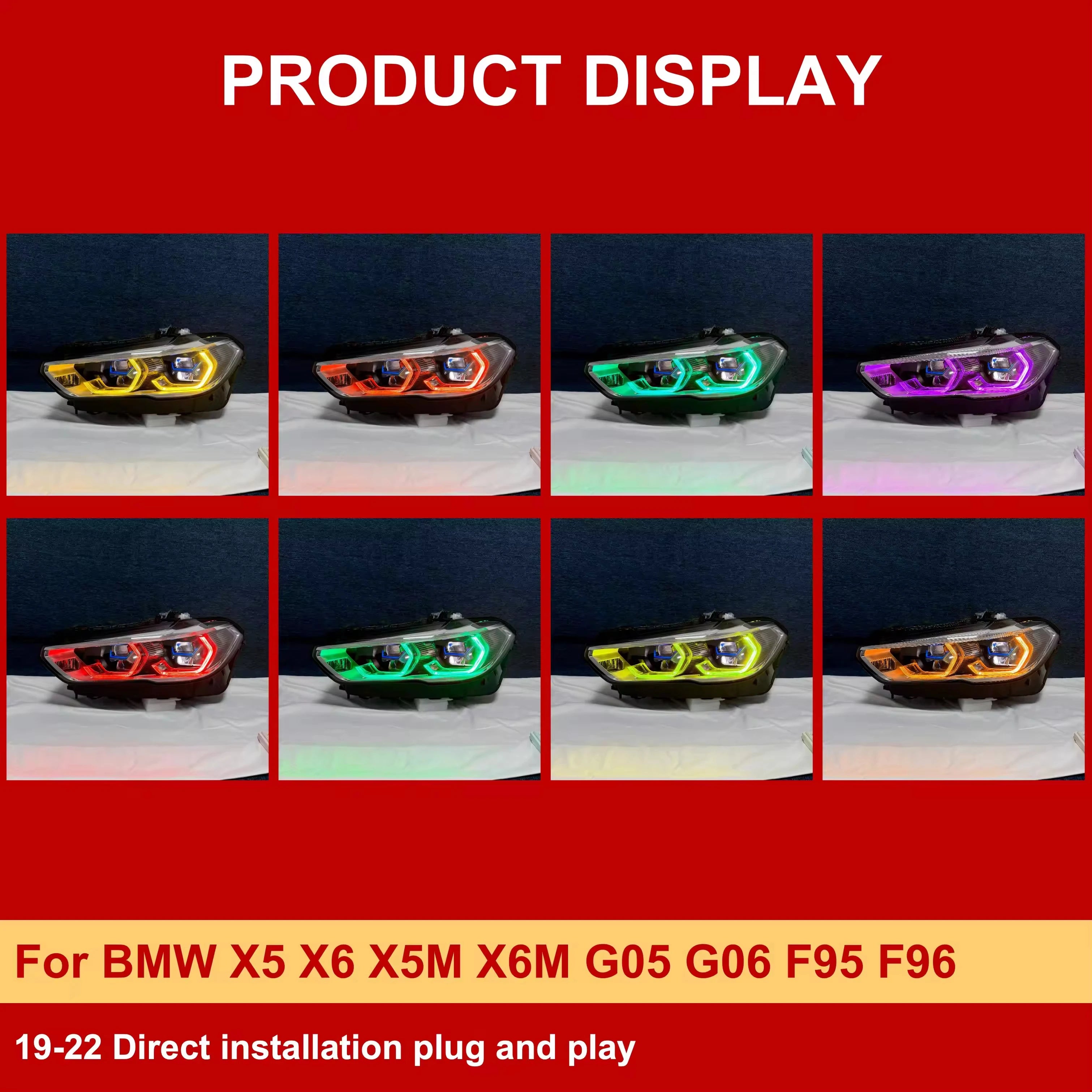 PLD Drl Rgb Colour Control by Phone Headlight for BMW X5 X6 X5M X6M G05 G06 F95 F96 2019-2022 Car LED Headlights