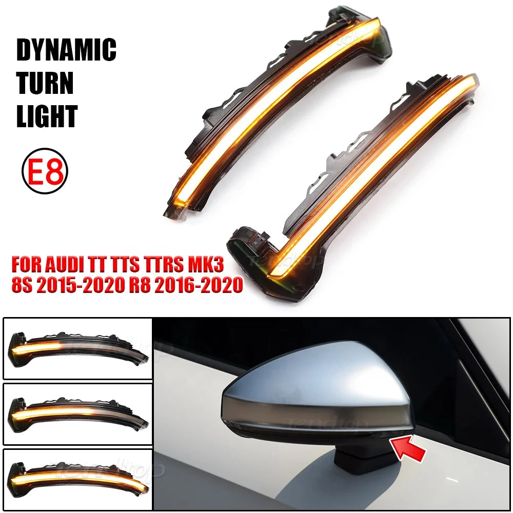 Dynamic Sequential Mirror Turn Signal Lights for Audi TT, TTS, TTRS MK3 &amp; R8 (2015–2020)