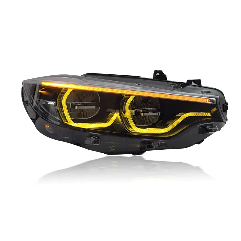 Ikon Style LED Headlights for BMW F32, F33, F36, F80 &amp; F82 M3/M4 | Yellow and White DRL