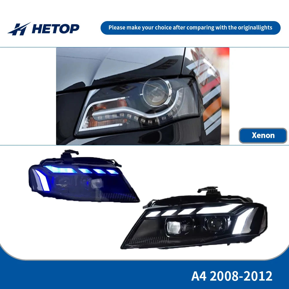 HETOP LED Matrix Headlights for Audi A4 (2008–2012) – Plug &amp; Play Upgrade with DRL &amp; Angel Eye