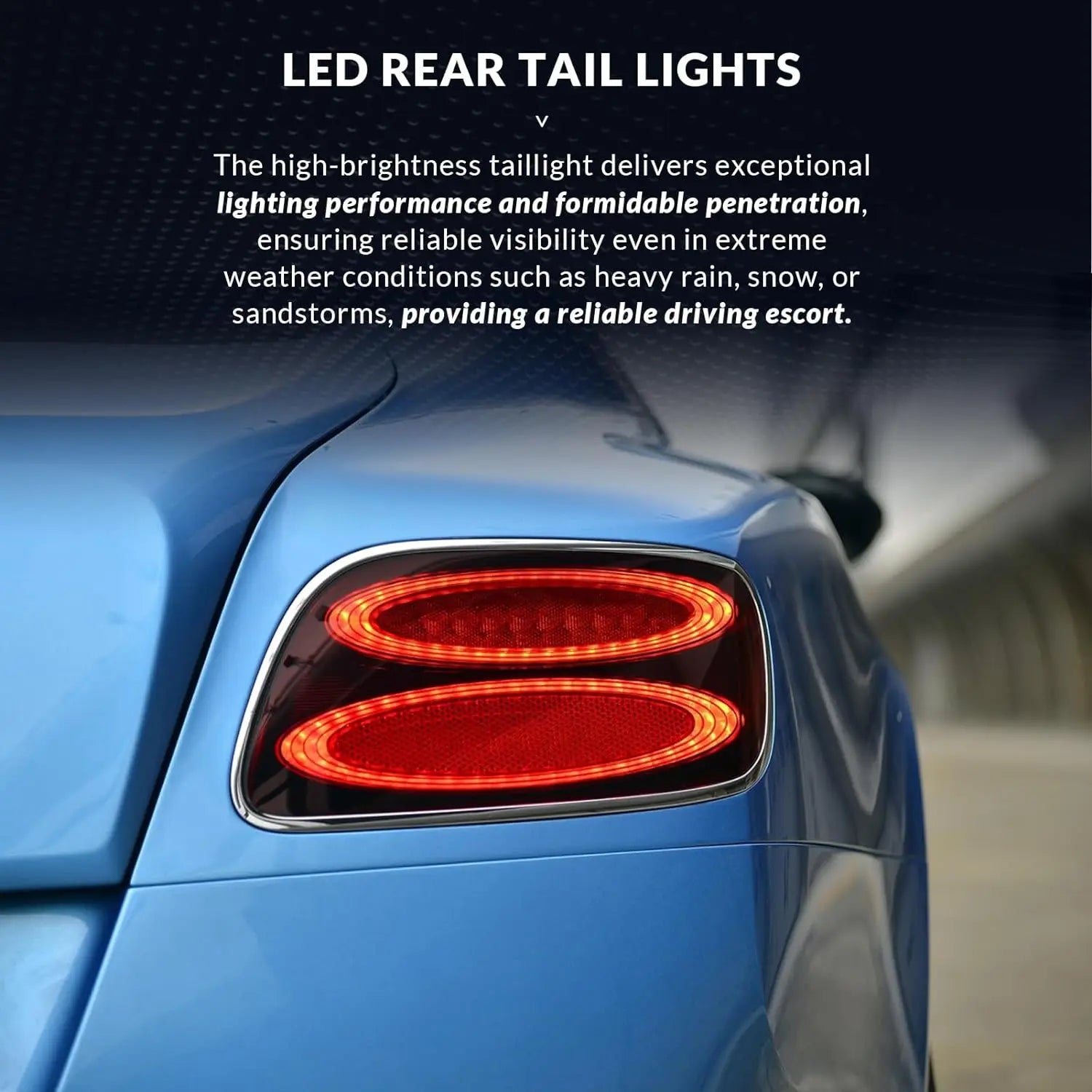 Black LED Rear Tail Light Assembly for Bentley Continental GT (2012–2017) | Left &amp; Right Replacement Set