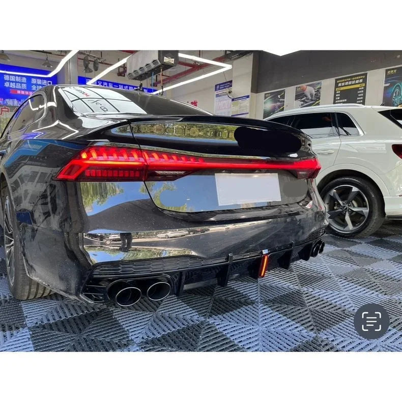 Gloss Black Rear Diffuser with LED Light for Audi A7 &amp; S7 C8 (2019-2025)