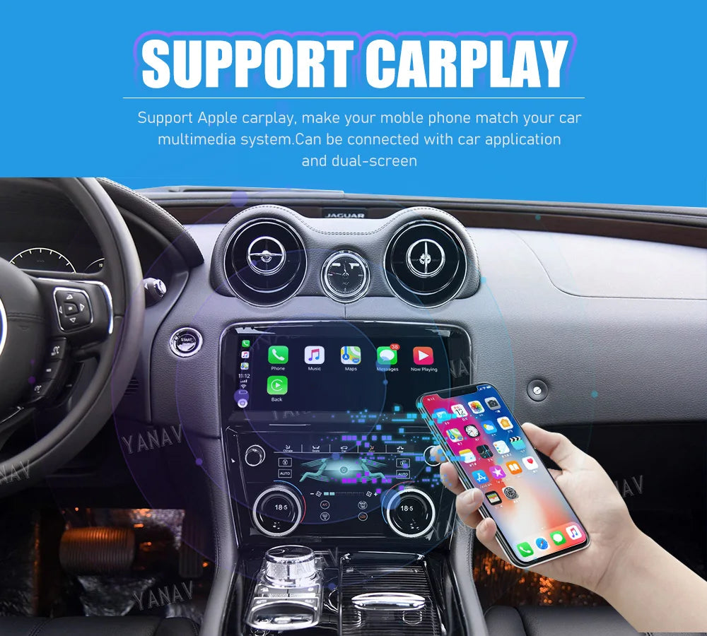 Android 12 Car Radio AC Panel Multimedia Video Player Auto Stereo Carplay GPS Navigation for Jaguar XJL XJ 351 2009-2016
