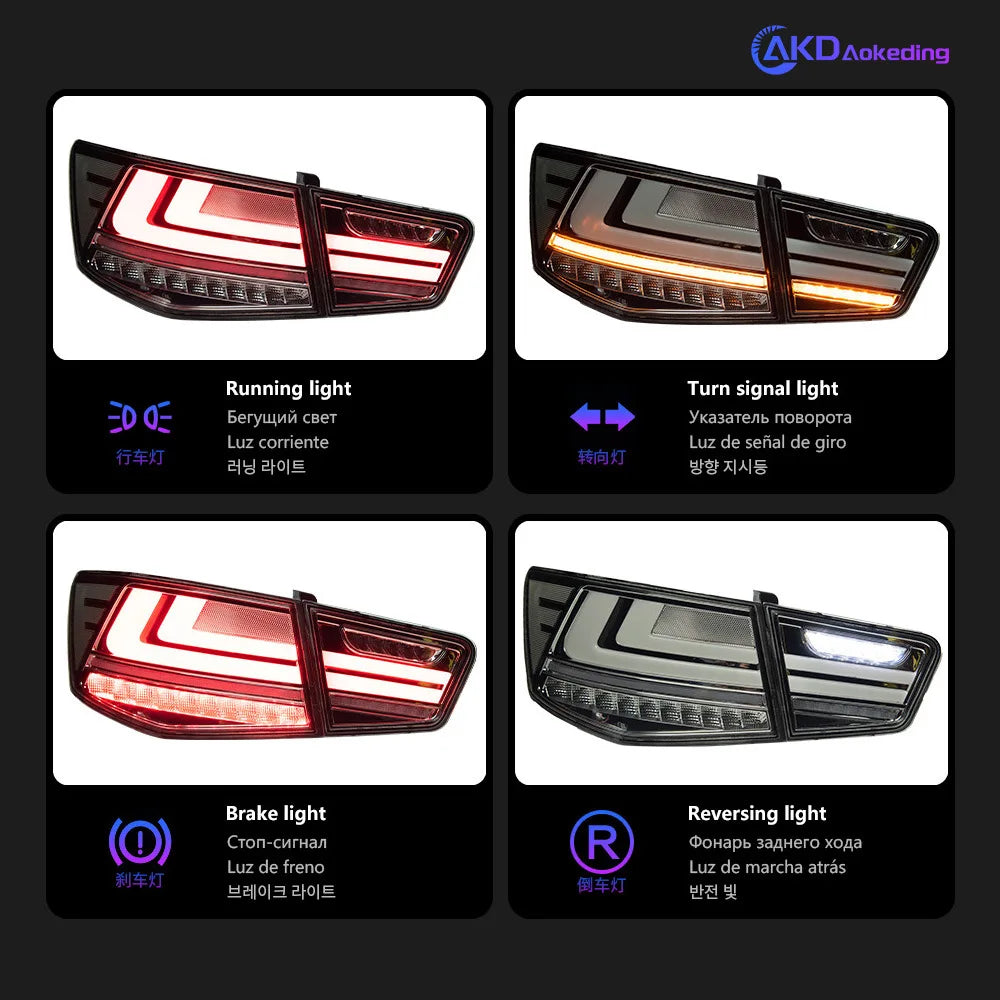 For 09-13 Forte Tail Light Assembly Modified LED Running Lights Brake Lights Flowing Turn Signals 30W
