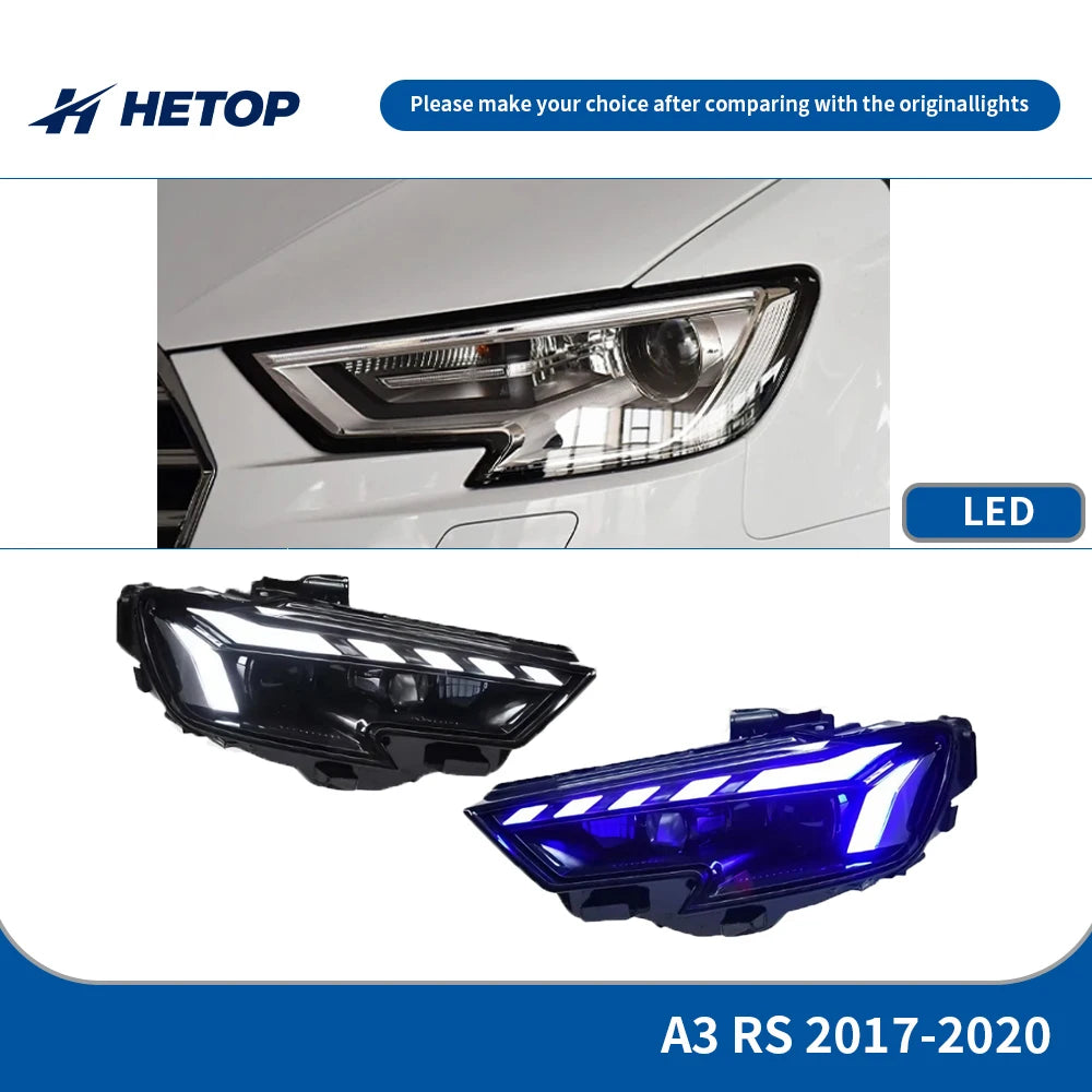 HETOP LED Matrix Headlights for Audi A3 (2017–2020) – Plug &amp; Play Upgrade with DRL &amp; Angel Eye
