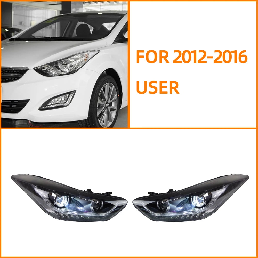Car Light for Hyundai Elantra V Langdong 2012-2016 LED Auto Headlight Assembly Upgrade High Configure Design Bifocal Lens Lamp