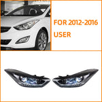 LED-Scheinwerfer-Baugruppe für Hyundai Elantra 2012-2016 – Bifokal-Linse Hochleistungs-Frontlicht-Upgrade
