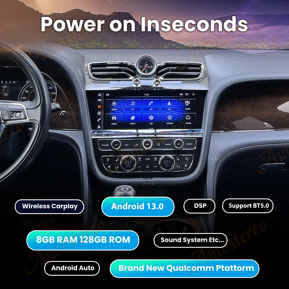 2024 Style Qualcomm 6125 Android 13 Multimedia System for Bentley Bentayga (2016–2019) | Wireless CarPlay, Android Auto &amp; GPS Navigation