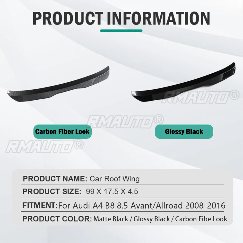 Rear Roof Spoiler for Audi A4 B8 / B8.5 Avant &amp; Allroad (2008–2016) – ABS Trunk Lid Tail Wing