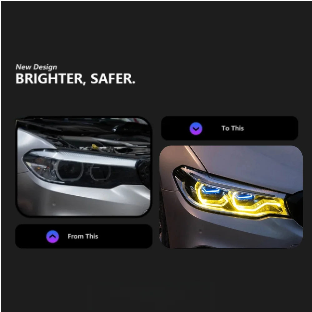 G30 Headlight 5 Series 2018-2020 Dual Color Version Upgrade Lamp Ikon LED Auto DRL Signal Spoon Head Lamp for Bmw