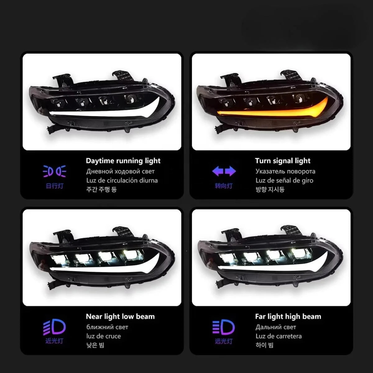 RGB LED Headlights for Honda Accord 10th Generation 2018-2022 – DRL Front Light Upgrade