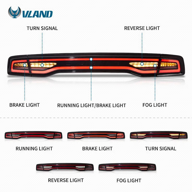 VLAND LED Tail Lights for Dodge Charger 2011-2014 with Sequential Turn Signals & Startup Animation