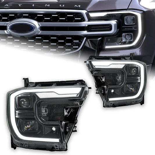 LED Headlight Assembly Upgrade with DRL &amp; Sequential Turn Signal for Ford Ranger Raptor 2022-2024