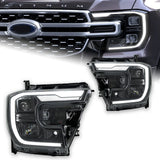 LED Headlight Assembly Upgrade with DRL &amp; Sequential Turn Signal for Ford Ranger Raptor 2022-2024