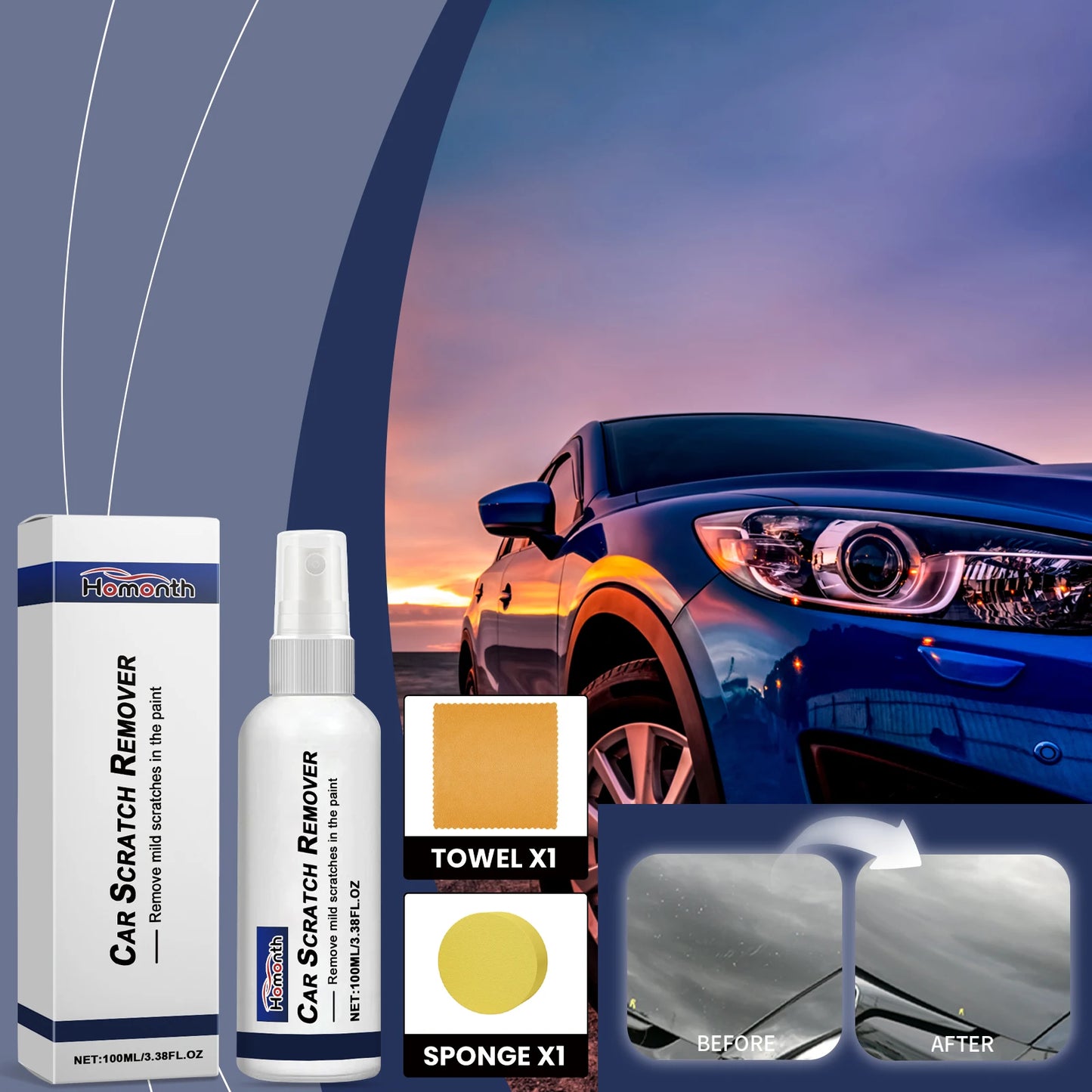 Homonth Car Polish Scratch Spray Efficient Car Scratch Reconditioning with Paint Cleaning and Polishing Care