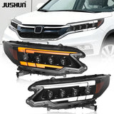 JUSHUN LED-Scheinwerfer für Honda CR-V 2012-2014 – Projektionsscheinwerfer mit Tagfahrlicht