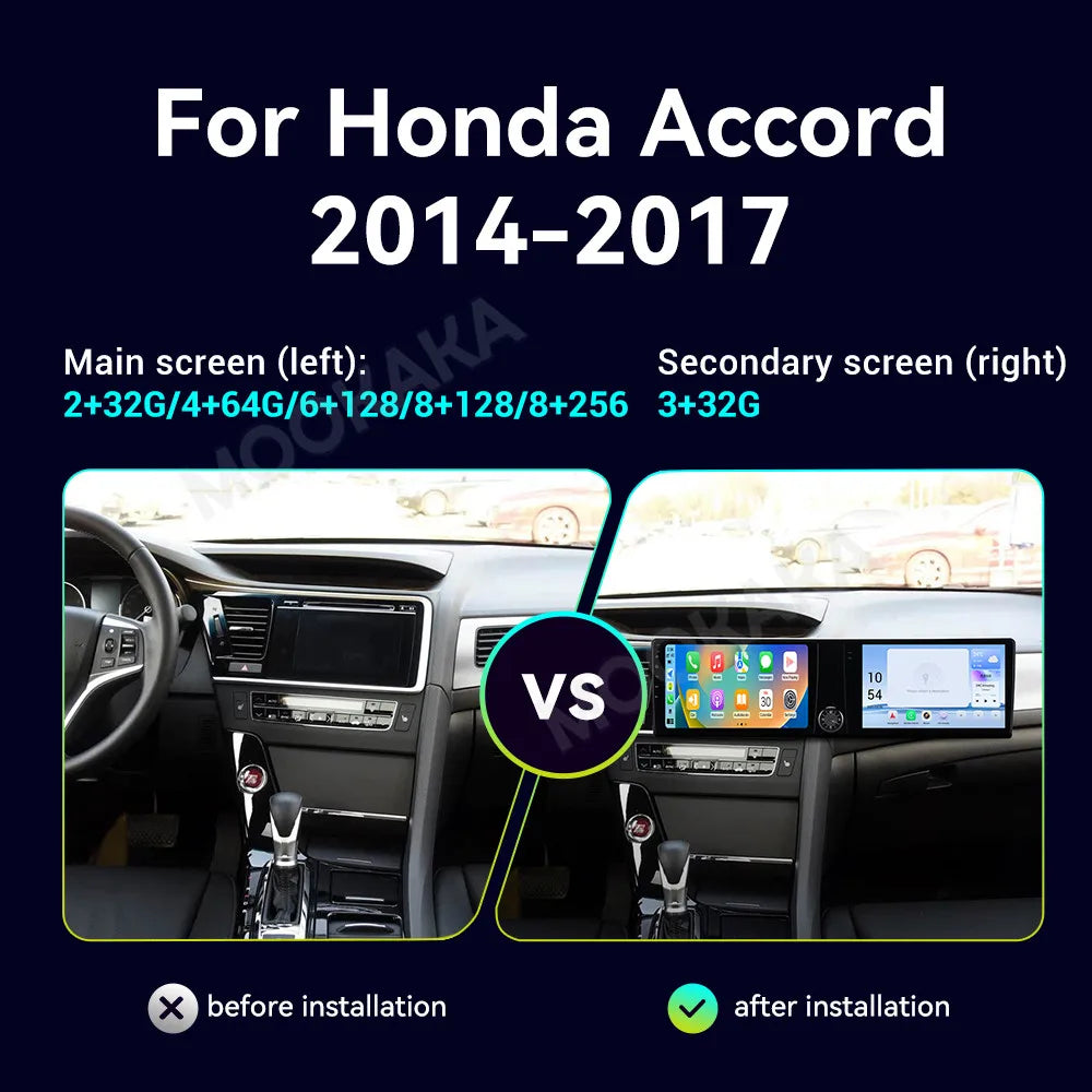 Dual 10.1" Android Multimedia Player for Honda Accord 2014-2017 – CarPlay, GPS Navigation & Backup Camera Support