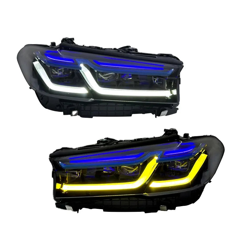 For BMW 5 Series G30 F90 2018-2022 Upgraded M5 Style LED Headlamp Yellow White DRL Switch Light with Double-Color Laser New 12V