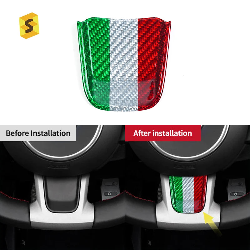 Real Carbon Fiber Steering Wheel Chin Trim for Fiat 500 &amp; Abarth (2020–2023)